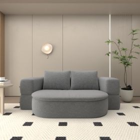 Folding Sofa Bed, Convertible Futon Sleeper Bed, 2-in-1 Foldable Floor Mattress With 2 Pillows, Breathable High-Density Foam Lazy Couch, Comfy Lounge