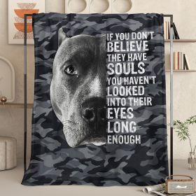 Black Dog Printed Flannel Throw Blanket Gray Camouflage Pattern Pattern Bedspread Cover Soft Lightweight For Home Bedroom Decor Festival Gifts 60x80 I