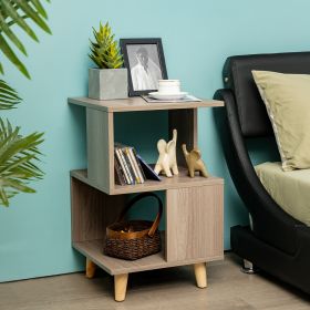 2 Pieces Wooden Modern Nightstand Set With Legs For Living Room