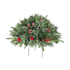 2FT Outdoor Artificial Christmas Tree Urn Filler, 24 Inch Small Xmas Tree With Pine Cones And Red Berries, Full Pre-Decorated Unlit Holiday Tree For P