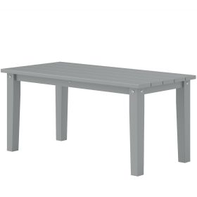 Rectangle Outdoor Coffee Table, HDPE All-Weather Outdoor Patio Table With Slatted Tabletop For Yard, Balcony, Gray