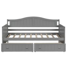 Twin Wooden Daybed With 2 Drawers, Sofa Bed, No Box Spring Needed - Gray
