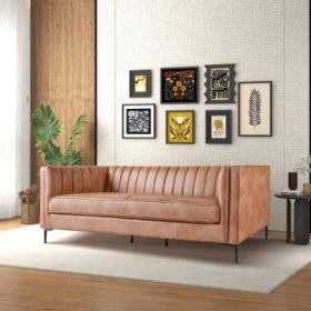Angelina Cognac PU Leather Sofa 84