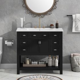 36'' Bathroom Vanity With Top Sink, Modern Bathroom Storage Cabinet With 2 Soft Closing Doors And 6 Drawers, Single Sink Bathroom Vanity