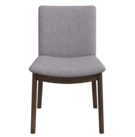Top Quality Laura Mid-Century Modern Solid Wood Dining Chair Set Of 2 With Fabric Upholstery In Grey For Home Kitchen