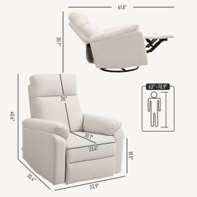 Recliner Chair, Wide Swivel Rocker Chair, Overstuffed Single Sofa With Pocket Spring, Footrest, Quick Assembly, Cream
