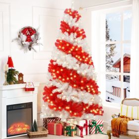 6ft Artificial Christmas Tree With 300 LED Lights And 900 Bendable Branches, Candy Cane Christmas Tree Holiday Decoration, Creative Decorated Trees, X