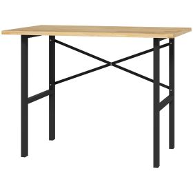 46L X 28W Garage Table With X Bar Support And Natural Tabletop, Natural Black