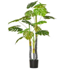 HOMCOM 4ft Artificial Monstera Tree, Fake Tropical Split Leaf Plant for Indoor or Outdoor Décor