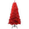 6ft PVC Artificial Red Tree Hinged Automatic Red Christmas Tree