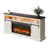 VEVOR Fireplace TV Stand, Farmhouse Fireplace TV Stand for TVs up to 80 inch, Farmhouse Entertainment Center with 36 inch Fireplace & LED Lights