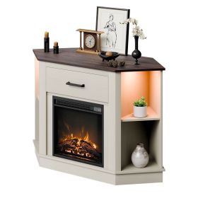 VEVOR Fireplace TV Stand, Farmhouse Fireplace TV Stand for TVs up to 50 inch, Farmhouse Entertainment Center with 18 inch Fireplace & LED Lights