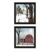 Trendy Decor 4U 2- Piece Vignette A Little Snow, Waiting for Spring Black Framed Wall Art for Living Room