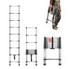 Telescoping Ladder, 8.5ft Stainless Steel Lightweight Extension Ladder, Multi-Button Retraction Collapsible Ladders, 330LBS Capacity & Non-Slip Feet