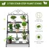 Outdoor Plant Stand, 3 Tier Metal Plant Shelf, Stair Style Flower Stand, Plant Display Storage Organizer for Indoor Outdoor Patio Balcony Yard