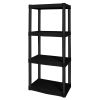 Black Plastic 4-Tier 47.6" H x 21.7" W x 13.8" D Storage Shelving, 240 Lb Total Capacity, Adult