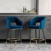Modern Velvet Bar Stools with Upholstery Blue