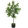 HOMCOM Potted Fake Plant, Lifelike Laurel Artificial Tree with 345 PEVA Leaves for Home Decor, Green