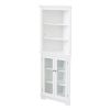 FRALIMK Matte White Tall Corner Storage Cabinet, Floor Storage Narrow Organizers With Double Glass Doors and Adjustable Shelves