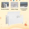 Kids Toy Box Chest, White Toy Box for Boys Girls, Large Storage Cabinet with Cushion Seat Bench/Flip-Top Lid/Safety Hinge