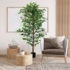 HOMCOM 6ft Artificial Tree, Indoor Fake Ficus with Pot, for Home Office Living Room Decor