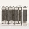 HOMCOM 6 Panel Folding Room Divider Portable Privacy Screen Wave Fiber Room Partition for Home Office Dark Gray