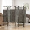 HOMCOM 6 Panel Folding Room Divider Portable Privacy Screen Wave Fiber Room Partition for Home Office Dark Gray