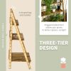 3-Tier Folding Plant Stand, 32'' x 15'' Wooden Indoor Plant Shelf Display Stand, for Corner Balcony Garden Patio
