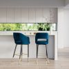 Modern Velvet Bar Stools with Upholstery Blue