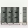 HOMCOM 6 Panel 67" Tall Wood Privacy Screen Room Divider with 3 Shelves and Folding Storage for Bedroom, Gray