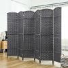 HOMCOM Folding Room Divider Screen 6 Panel 5.6' Tall Privacy Screen Freestanding Room Partition for Home Office, Charcoal Gray