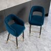 Modern Velvet Bar Stools with Upholstery Blue