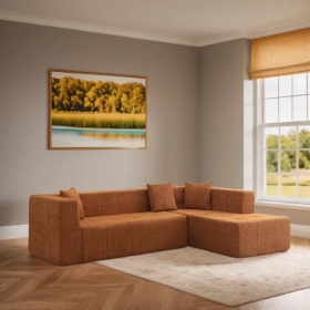 Modular L-Shaped Sectional Floor Couch, Deep Seat Tufted Comfy Sofa Set With Chaise For Living Room (Color: Brown)