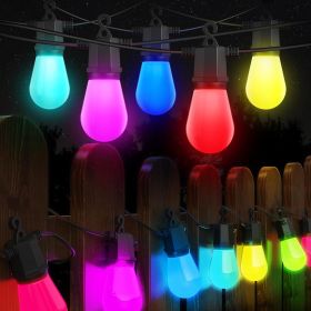 48FT Color Changing Outdoor String Lights , Dimmable String Lights For Outside Waterproof With 16 Shatterproof LED Bulbs, Remote Control Patio Lights (Option: Multicolor)