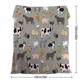 Various Animals Blanket Soft Pig Horse Durable Comfortable Blanket Women Birthday Gift Home Decoration Sofa Couch Office Bed Camping Travel  75x100cm (Option: 130cmx150cm-Celadon)