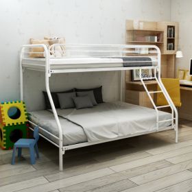 Twin-Over-Full Metal Bunk Bed, Heavy Duty Bunk Bed,Easy Assembly With Enhanced Upper-Level Guardrail, White (Color: White)