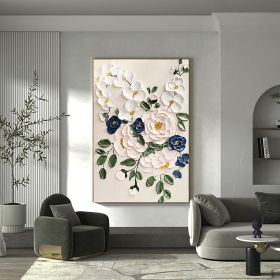 Hand Painted Oil Paintings Large Original Oil Painting White Flower Decor Abstract Wall Art Hand Paint Palette Knife Painting Heavy Textured Painting (style: 01, size: 150X220cm)