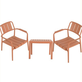 2-Piece PP Single Seater Chairs   Coffee Table Set   Indoor Outdoor Multi  Purpose Furniture For Living Room, Balcony, Beach (Option: Apricot Brown)