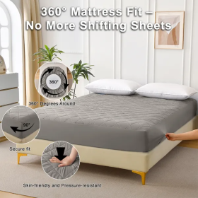 Diamond Grid Ultrasonic Waterproof Mattress Protector (Option: Gray-Queen)